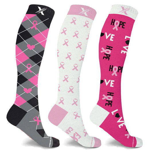 24-PAIRS BREAST CANCER SOCKS WITH FREE DISPLAY