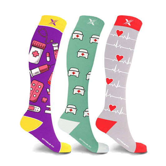 MEDICAL PRINTS COMPRESSION SOCKS - 3 ASST STYLES