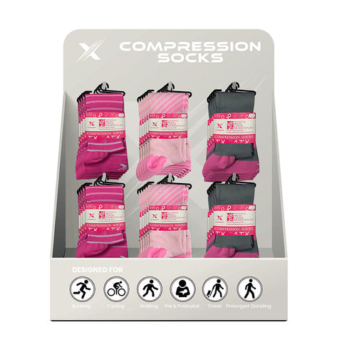 24-PAIRS BREAST CANCER SOCKS WITH FREE DISPLAY