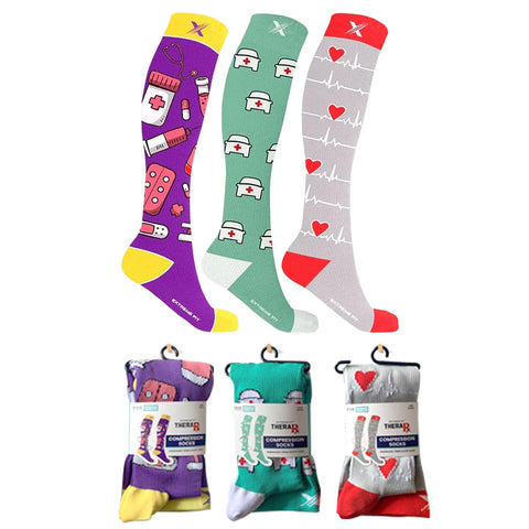 MEDICAL PRINTS COMPRESSION SOCKS - 3 ASST STYLES