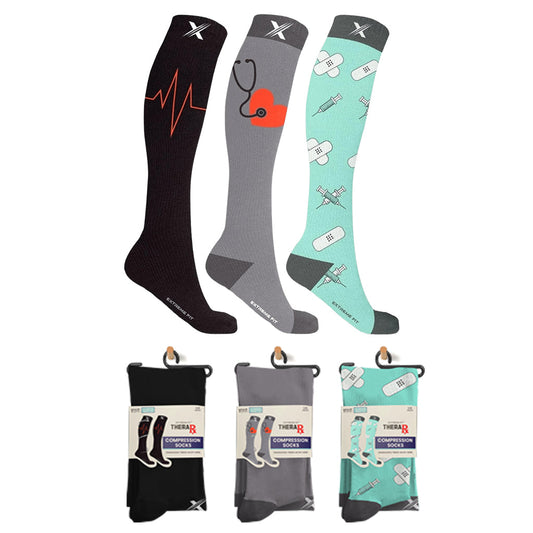 MEDICAL PRINTS COMPRESSION SOCKS - 3 ASST STYLES