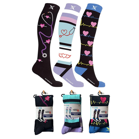 MEDICAL PRINTS COMPRESSION SOCKS - 3 ASST STYLES