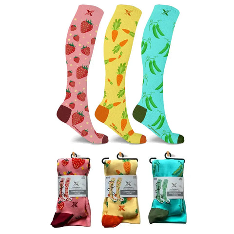 Fruity Fun Knee High Compression Socks - 3 ASST STYLES