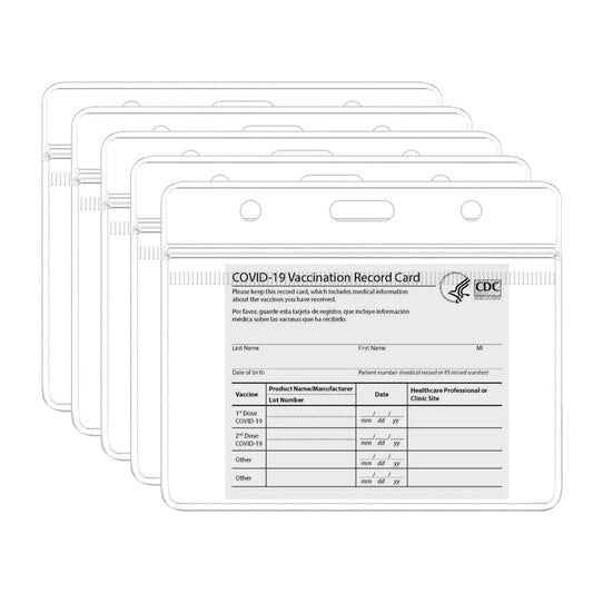 5-Pack: Waterproof Clear Sleeve CDC Vaccination Card Immunization Record Holder