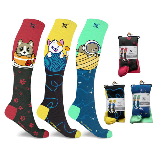 Pet Love Fun Expressive Knee High Compression Socks - 3 ASST STYLES