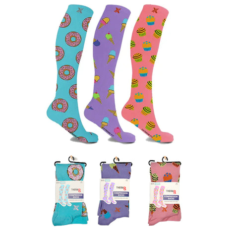 SWEET TOOTH KNEE-HIGH COMPRESSION SOCKS - 3 ASST STYLES