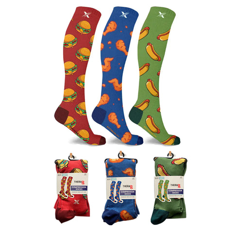 Food Lovers Paradise Pain Relief  Compression Socks - 3 ASST STYLES