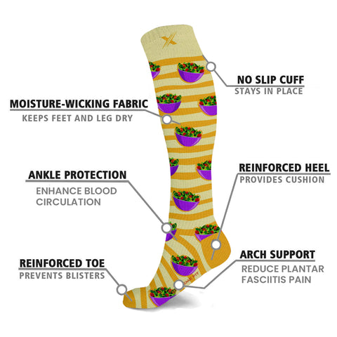 Food Love Knee High Compression Socks - 3 ASST STYLES