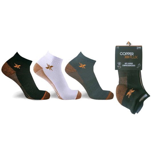 COPPER-INFUSED ANKLE SOCKS (3-PAIRS PACKED TOGETHER)
