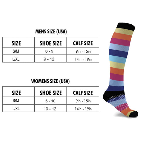 Unisex Fun Pattern Knee High Compression Socks (3-Pairs)