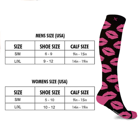 Heart & Kisses Compression Socks - 3 ASST STYLES