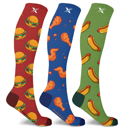 Food Lovers Paradise Pain Relief  Compression Socks - 3 ASST STYLES