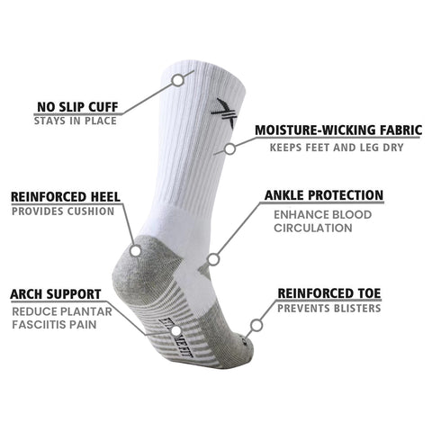 6-Pairs: Dri-tech Everyday Wear Crew Length Socks - White