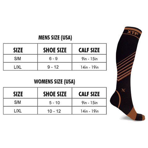 Copper-Infused V-Striped Knee-High Compression Socks