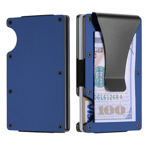 RFID BLOCKING MINIMALIST SCRATCH RESISTANT SLIM CREDIT CARD HOLDER WALLET WITH EASILY REMOVABLE MONEY CLIP FOR MEN