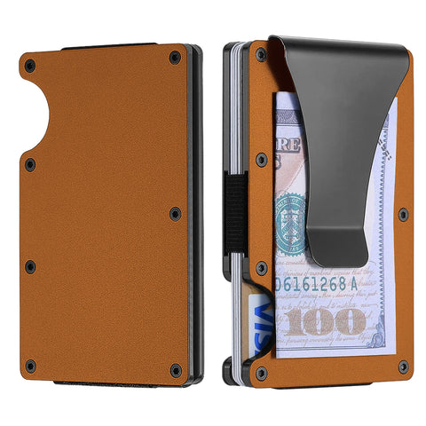 RFID BLOCKING MINIMALIST SCRATCH RESISTANT SLIM CREDIT CARD HOLDER WALLET WITH EASILY REMOVABLE MONEY CLIP FOR MEN