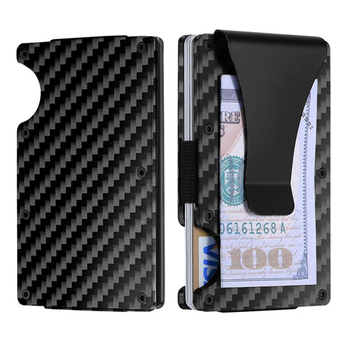 RFID Blocking Minimalist Scratch Resistant Slim Credit Card Holder Wallet With Easily Removable Money Clip for Men