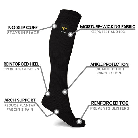 OFFICIAL US ARMY LICENSED KNEE HIGH COMPRESSION SOCKS(2 ASSORTED COLORS)