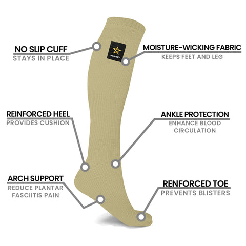 OFFICIAL US ARMY LICENSED KNEE HIGH COMPRESSION SOCKS(2 ASSORTED COLORS)