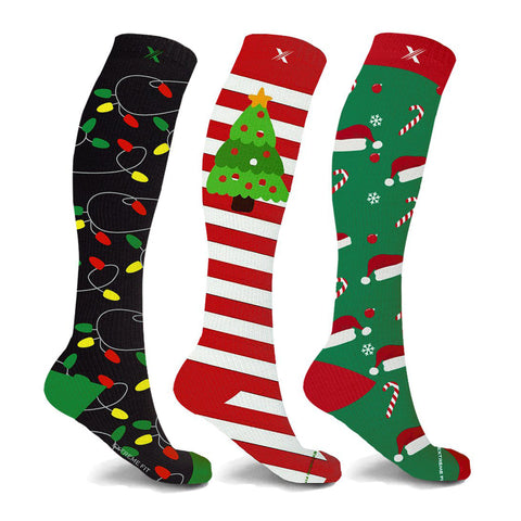 HOLIDAY CHEER COMPRESSION SOCKS - 3 ASST STYLES