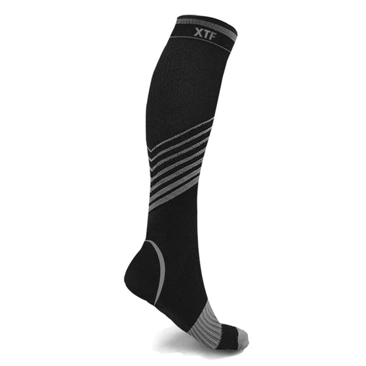 V-Striped Grey Knee-High Compression Socks