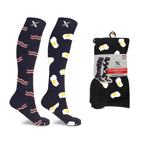 MISMATCHED BREAKFAST COMPRESSION SOCKS