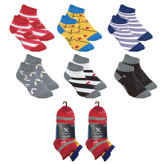 6-Pairs: Medical Prints Nurse Inspired Ankle-Length Compression Socks