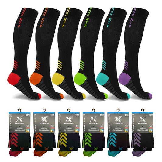 ENERGY GRADUATED COMPRESSION SOCKS - 6 ASST COLORS