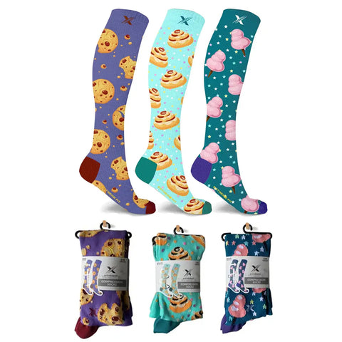Fun and Expressive Knee High Compression Socks - 3 ASST STYLES