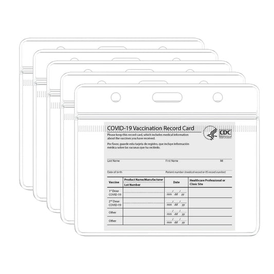 5-Pack: Waterproof Clear Sleeve CDC Vaccination Card Immunization Record Holder
