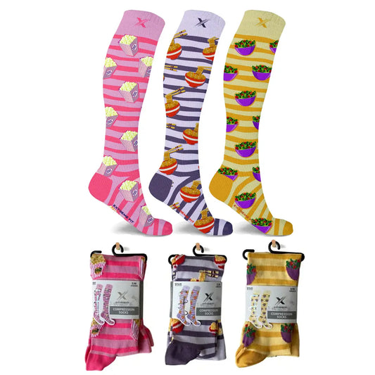 Food Love Knee High Compression Socks - 3 ASST STYLES