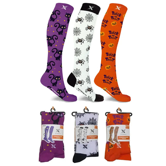 Halloween Trick Or Treat Knee High Compression Socks - 3 ASST STYLES