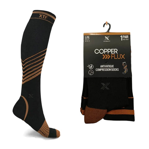 Copper-Infused V-Striped Knee-High Compression Socks