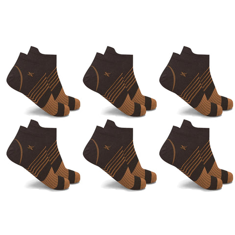 COPPER-INFUSED V-STRIPED ANKLE COMPRESSION SOCKS (6-PAIRS)