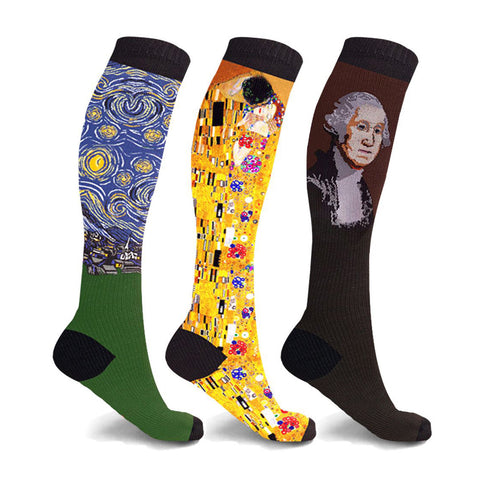 Famous Art Paintings Compression Socks - 3 PAIRS PACKED TOGETHER
