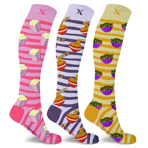 Food Love Knee High Compression Socks - 3 ASST STYLES
