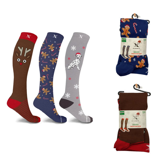 Holiday Fun Knee High Compression Socks - 3 ASST STYLES