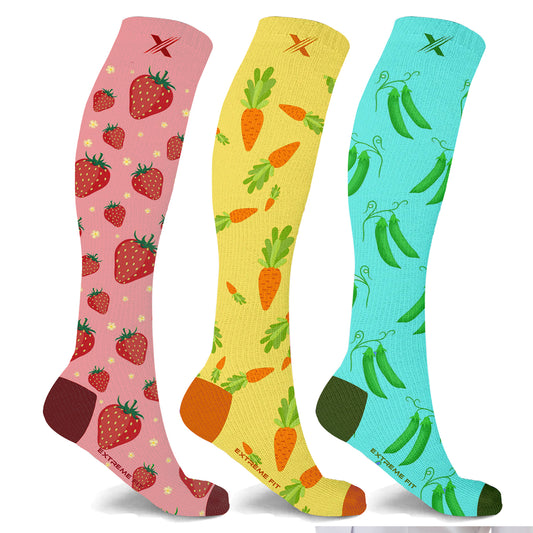 Fruity Fun Knee High Compression Socks - 3 ASST STYLES