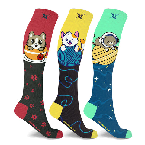 Pet Love Fun Expressive Knee High Compression Socks - 3 ASST STYLES