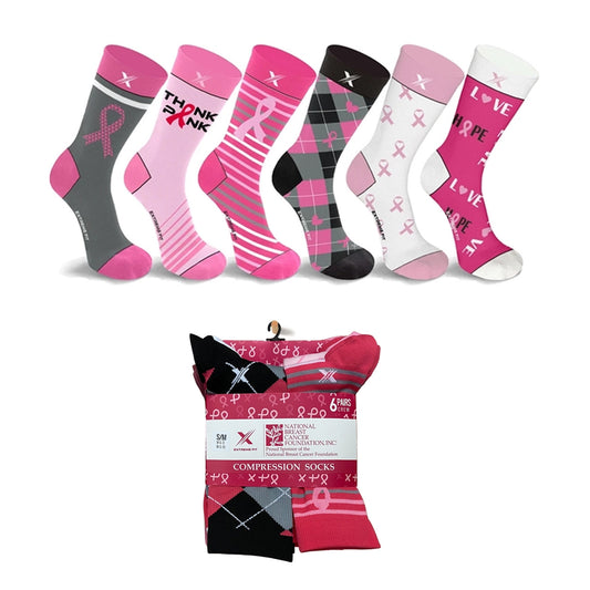 BCA CREW LENGTH COMPRESSION SOCKS - 6 PAIRS PACKED TOGETHER