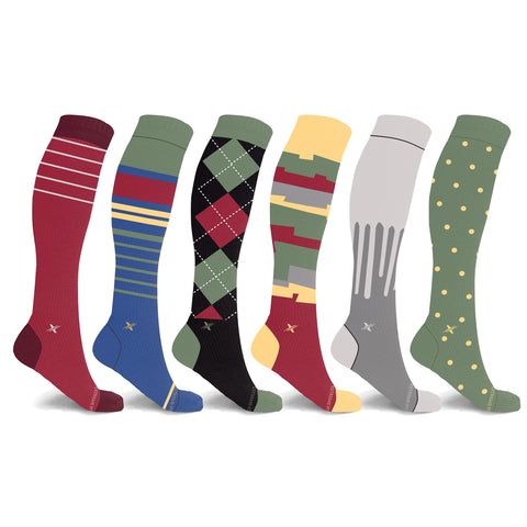 FALL COLORS COMPRESSION SOCKS - 6 ASST STYLES