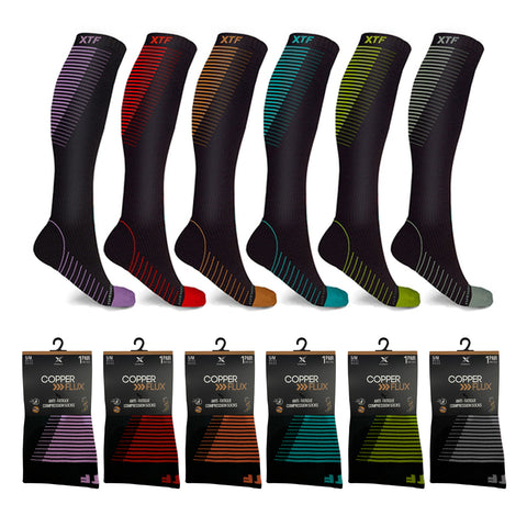 COPPER-INFUSED COMPRESSION SOCKS - 6 ASST COLORS