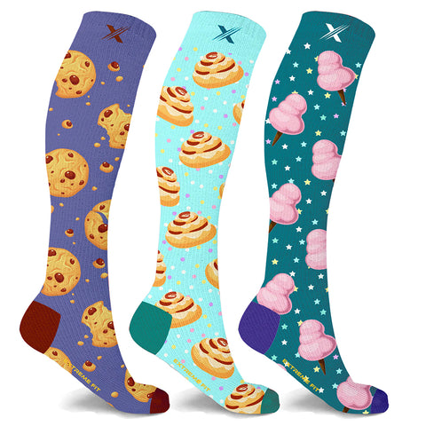 Fun and Expressive Knee High Compression Socks - 3 ASST STYLES