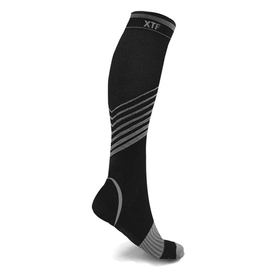 V-Striped Grey Knee-High Compression Socks